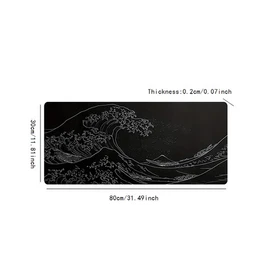 Black Sea Gaming mousepad, 2mm non-slip rubber base, 31.49 x 11.81 inches, exten