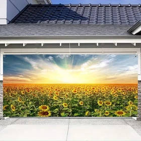Sunflower Sea Sunshine Garage Door Cover Door Banner Holiday Party Backdrop