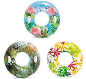 58263EP Intex Inflatable Tropical Flower Transparent Tube Raft, 38"