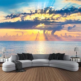 Large Clouds Sea Landscape Sunset Evening Wall Hanging Tapestry Bedroom Backdrop