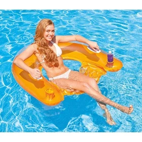 58859EP Intex Sit 'n Float Inflatable Floating Lounger w/Cupholders, 60" x 39"