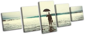 Office Worker Sea Surrealism Fantasy MULTI CANVAS WALL ART Picture Print