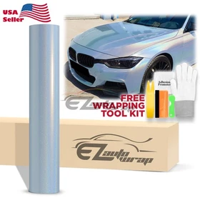 Laser Flip Gloss Sea Breeze Blue Metallic Rainbow Holographic Vinyl Wrap Sticker