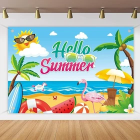 Hello Summer Holiday Pool Party Backdrop Banner sea Beach Swimming Decorations