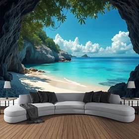 3D Large Seaside Scenery Wall Hanging Magic Forest Tapestry Bedroom Backdrop Art