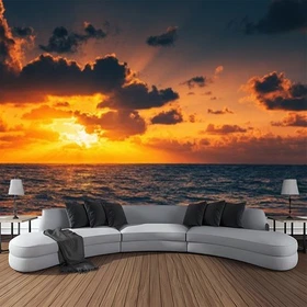 Large Clouds Sea Landscape Sunset Evening Wall Hanging Tapestry Bedroom Backdrop