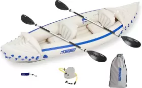 SE330K Dt Person Inflatable Kayak Boat Seats Paddles Bag Pump