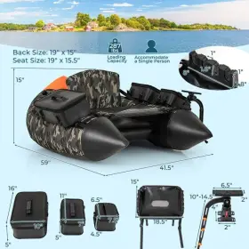 FT10002AU COSTWAY Inflatable Fishing Boat Float Tube Storage #3