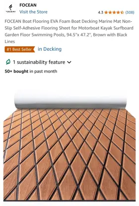 HZ10123BN-ES COSTWAY Boat Flooring Eva Foam Slip Waterproof