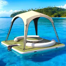 764008825293 DANRELAX Inflatable Dock Lounge Ladder Sunshade