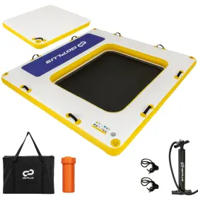 B0DB61LR6P GOPLUS Inflatable Floating Dock Swim Platform