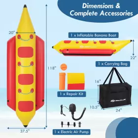 HCST02075 GOPLUS Inflatable Banana Boat Boating Water Sports #2