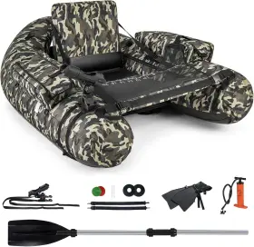 GM2045 GYMAX Fishing Float Tube Inflatable Belly Boat Fish