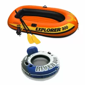 58332EP INTEX Inflatable Fishing Person Raft Pump Oars Tube