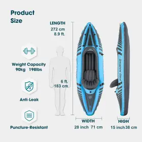 445020284277 PROMARINE Person Inflatable Kayak Set Blow Up #2