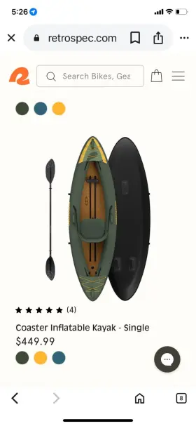 6467 RETROSPEC Coaster Inflatable Kayak Wild Spruce Single