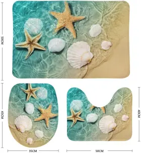 SE330K-PRO SEA EAGLE Bathroom Rug Set Starfish Seashell Beach #3