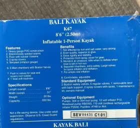 K-67 SEVYLOR Person Inflatable Kayak Bali Box #3