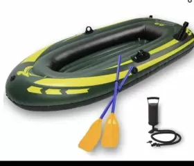 GREEN-1-2 YOCALO Inflatable Boat Kayak Fishing Kids Raft Oars
