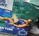 Bud Light Beer Logo Inflatable River Tube Water Float W Cup Holder and Handles