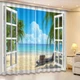 3D Blockout Drapes Fabric Tropical Beach Sea Window Decor Photo Printing Curtain
