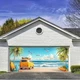 Beach Camper Van Sea Wave Garage Door Cover Door Banner Garden Yard Decor