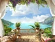 Vintage European Garden Flower Backdrop Sea Scenic Photo Background Studio Props
