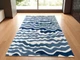 Hand-Tufted Wool Rug: Blue Sea Wave Design, Beach House Decor