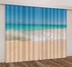 3D Curtain Blockout Drapes Fabric Window Decor Blue Sea Beach Photo Printing