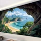 3D Sea Cave Mountain Range Tapestry Wall Hanging Bedspread Home Studio Backdrop
