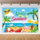 Hello Summer Holiday Pool Party Backdrop Banner sea Beach Swimming Decorations